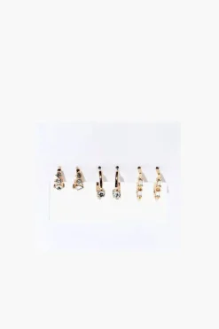 Faux Gem Hoop Earrings Set