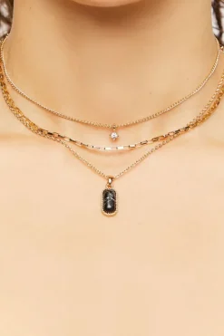 Faux Gem Layered Pendant Necklace