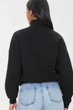 Faux Gem Mock Neck Pullover