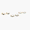 Faux Gem Open-End Hoop Earring Set
