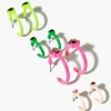 Faux Gem Open-End Hoop Earring Set