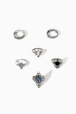 Faux Gem Ornate Ring Set