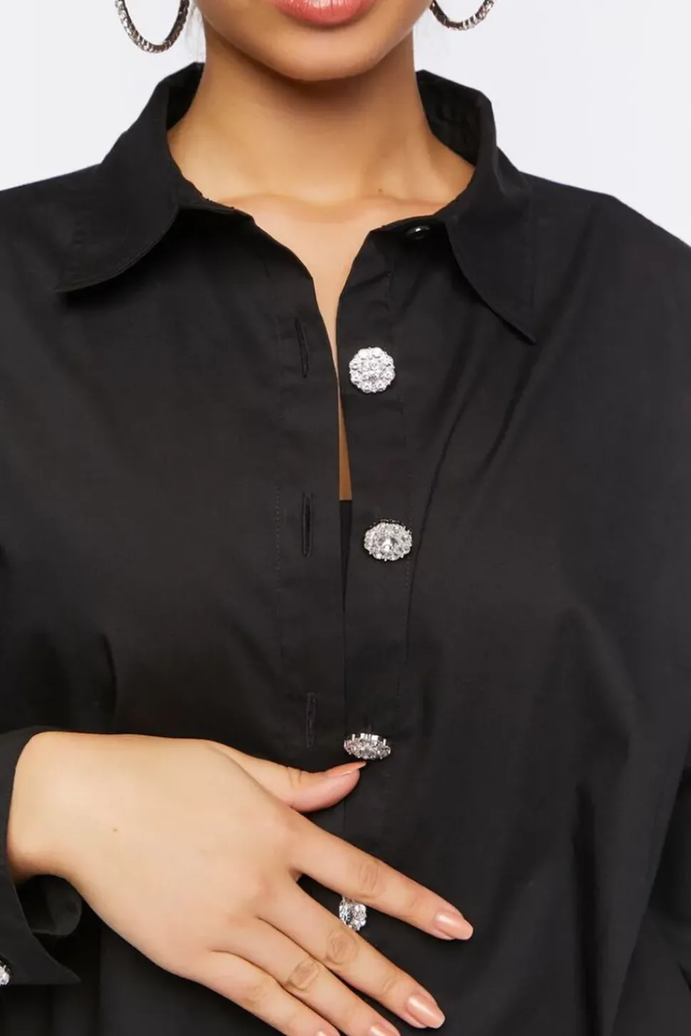 Faux Gem Oversized Shirt
