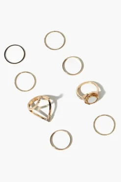 Faux Gem Ring Set