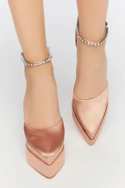 Faux Gem Satin Platform Heels
