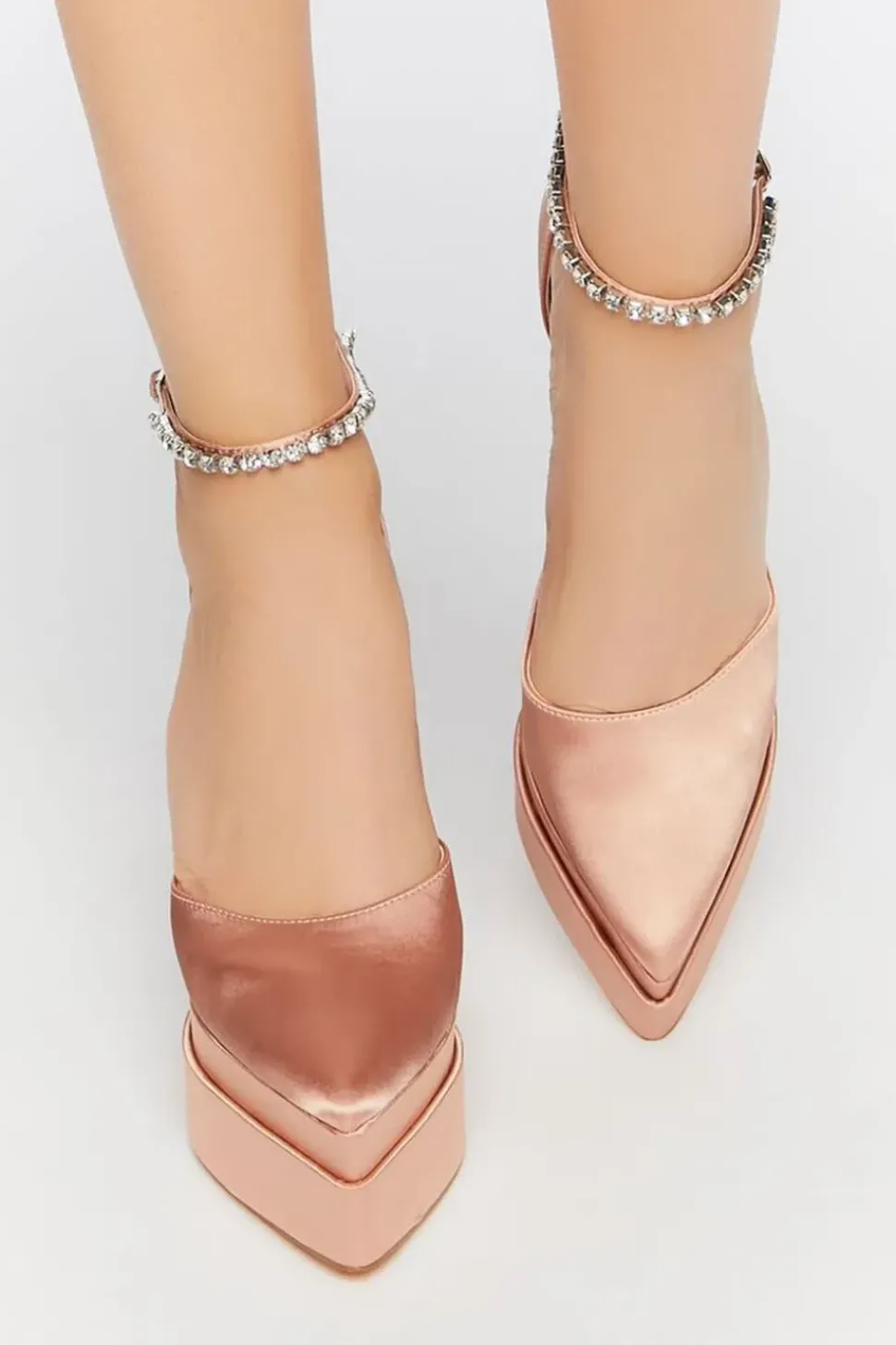 Faux Gem Satin Platform Heels