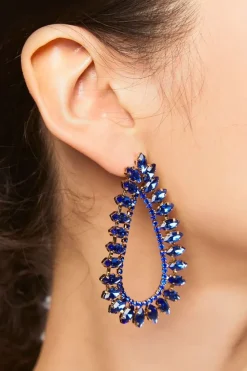 Faux Gem Teardrop Drop Earrings