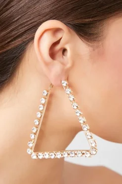 Faux Gem Triangle Hoop Earrings