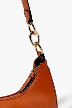 Faux Leather Baguette Shoulder Bag
