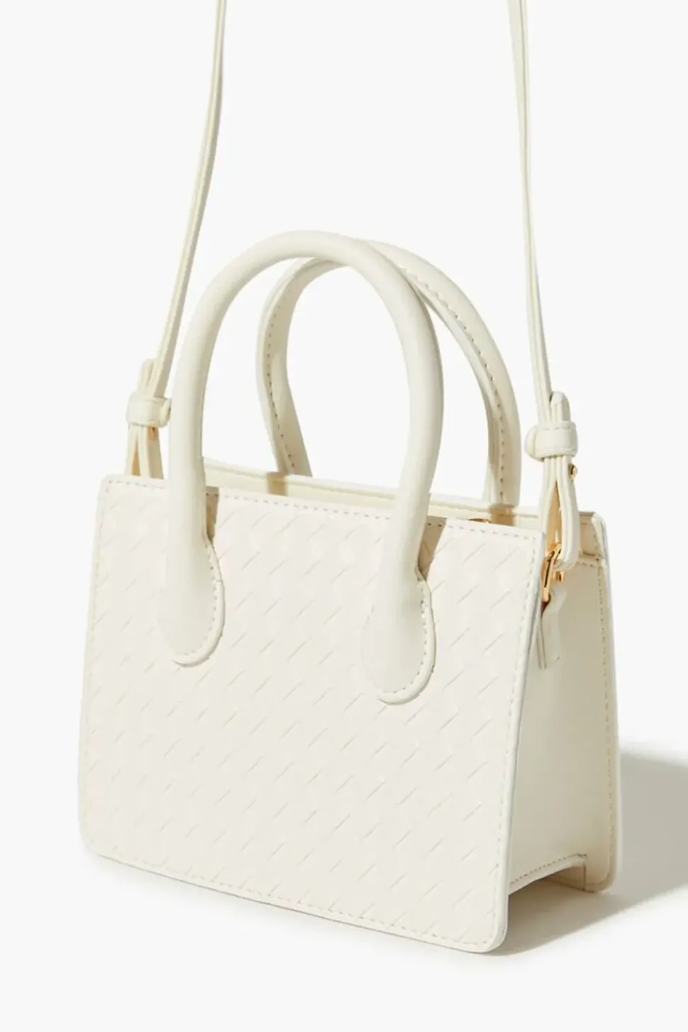 Faux Leather Basketwoven Satchel Bag