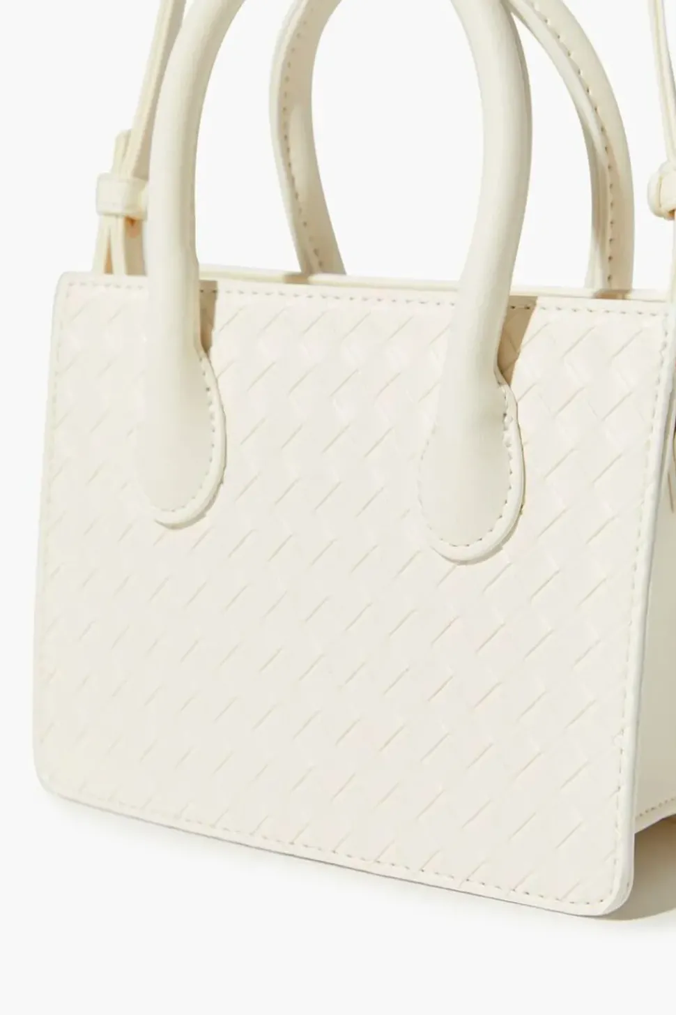 Faux Leather Basketwoven Satchel Bag