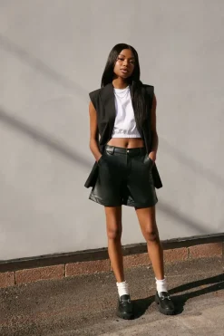Faux Leather Bermuda Shorts