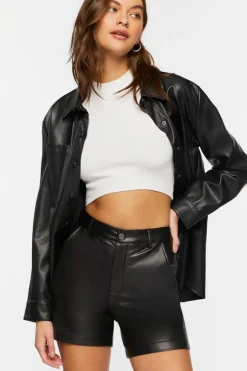 Faux Leather Bermuda Shorts
