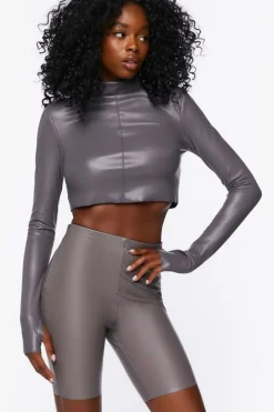 Faux Leather Biker Shorts
