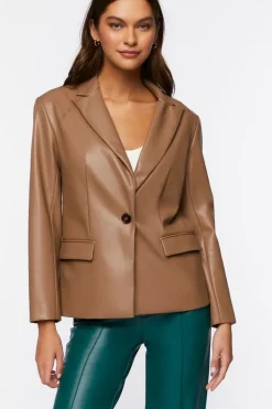 Faux Leather Blazer