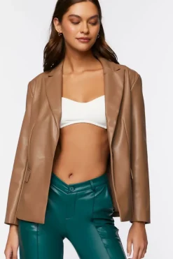 Faux Leather Blazer