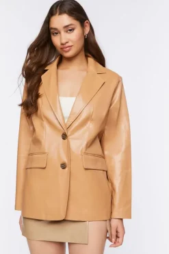 Faux Leather Blazer