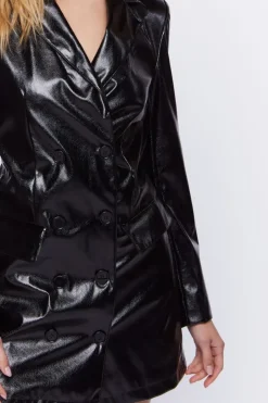 Faux Leather Blazer Mini Dress