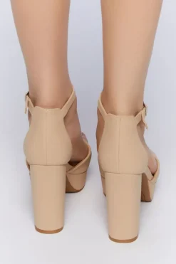Faux Leather Block Heels