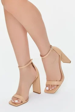 Faux Leather Buckled Heels