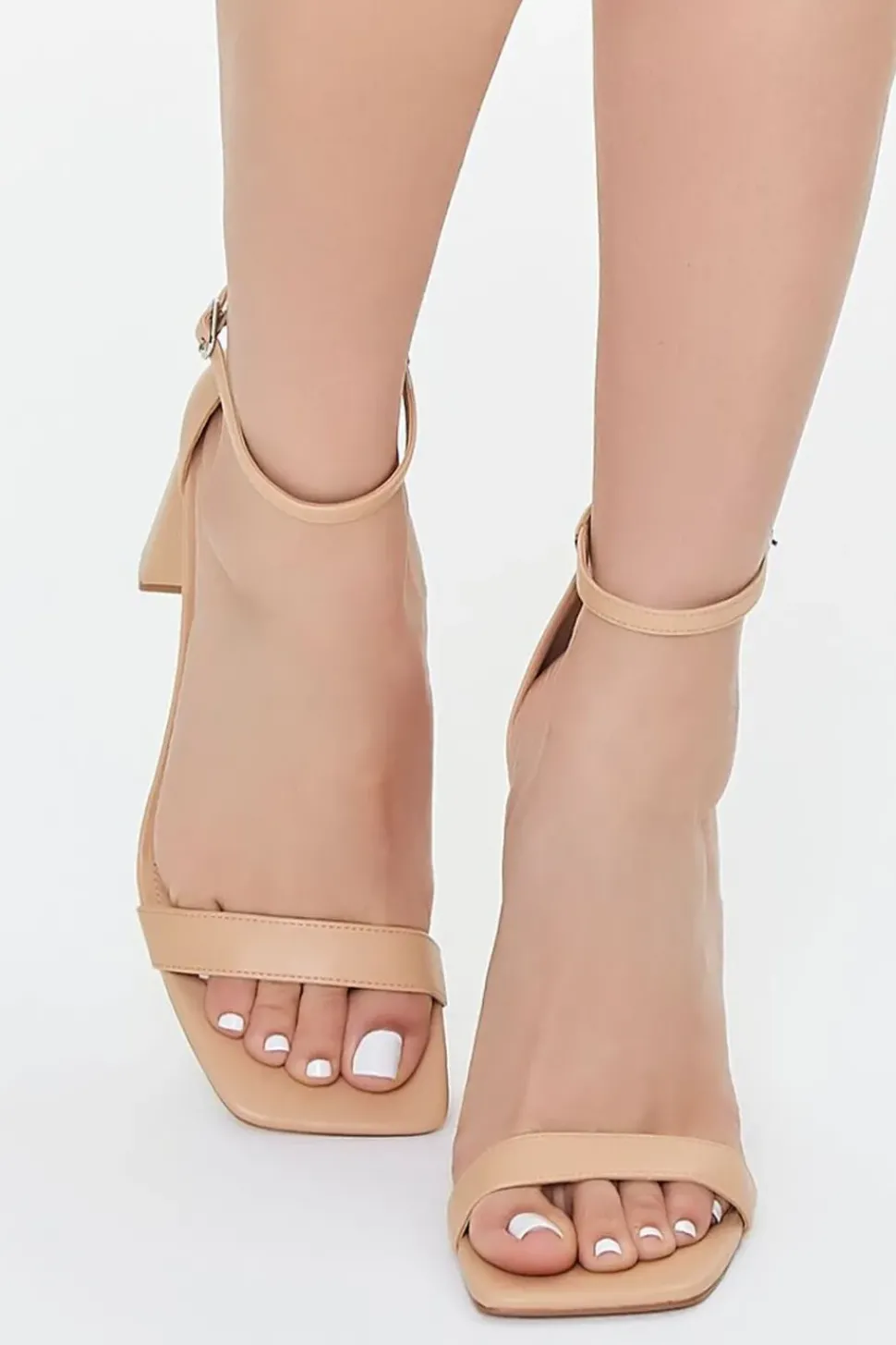 Faux Leather Buckled Heels