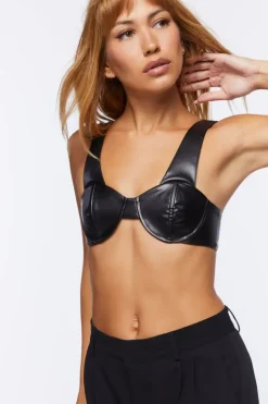 Faux Leather Bustier Bralette