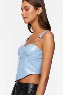Faux Leather Bustier Crop Top