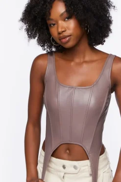 Faux Leather Bustier Crop Top