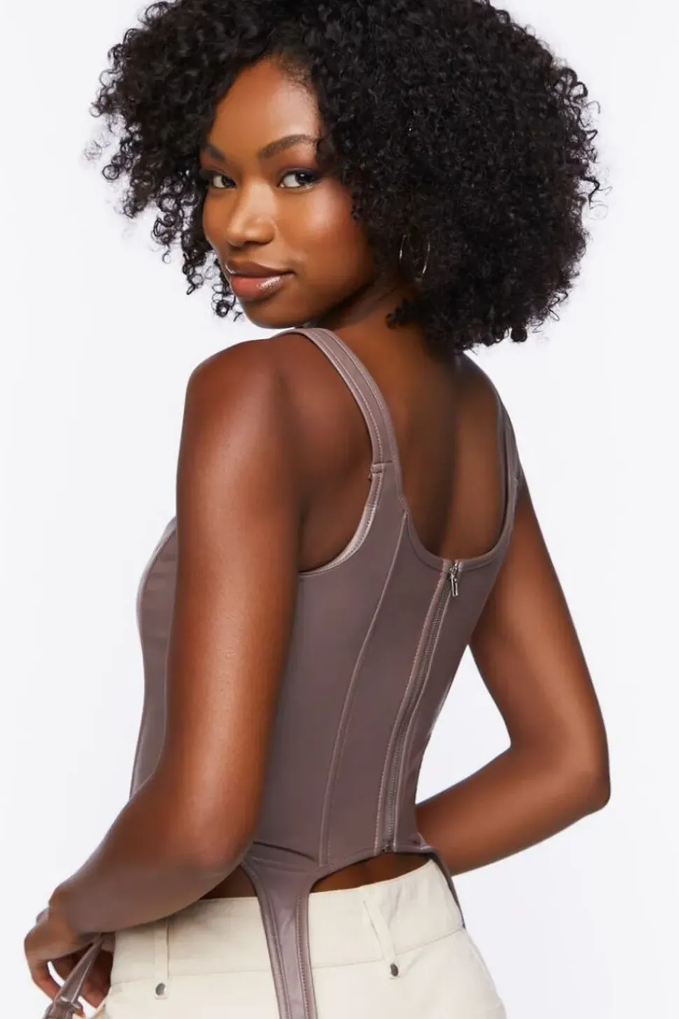 Faux Leather Bustier Crop Top