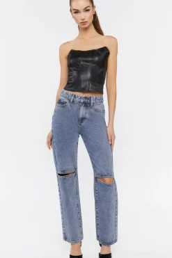 Faux Leather Bustier Top