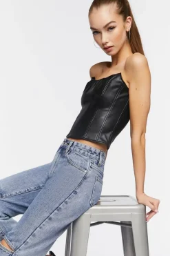 Faux Leather Bustier Top
