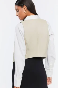 Faux Leather Button-Front Vest