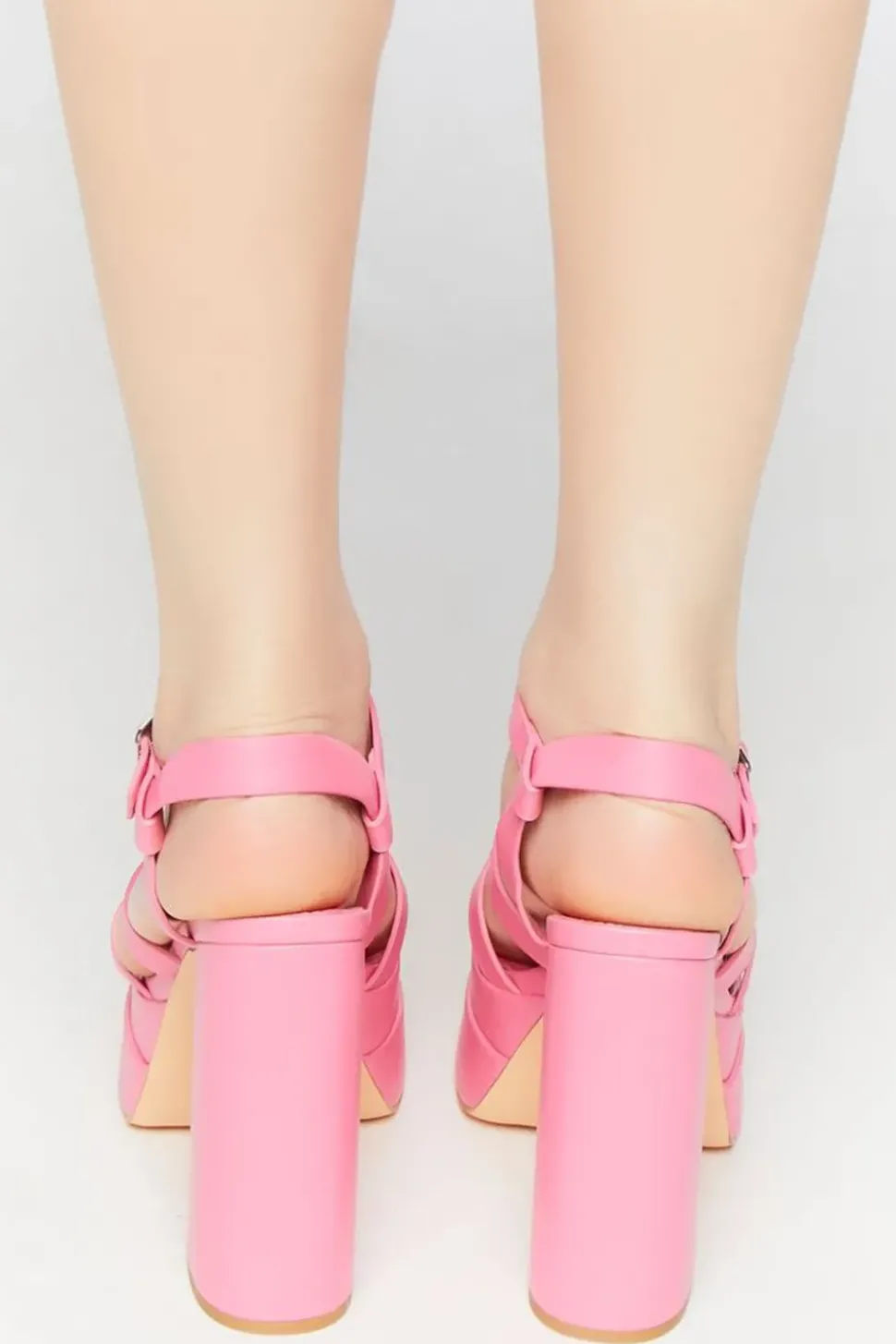 Faux Leather Caged Platform Heels