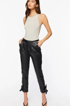 Faux Leather Capri Joggers