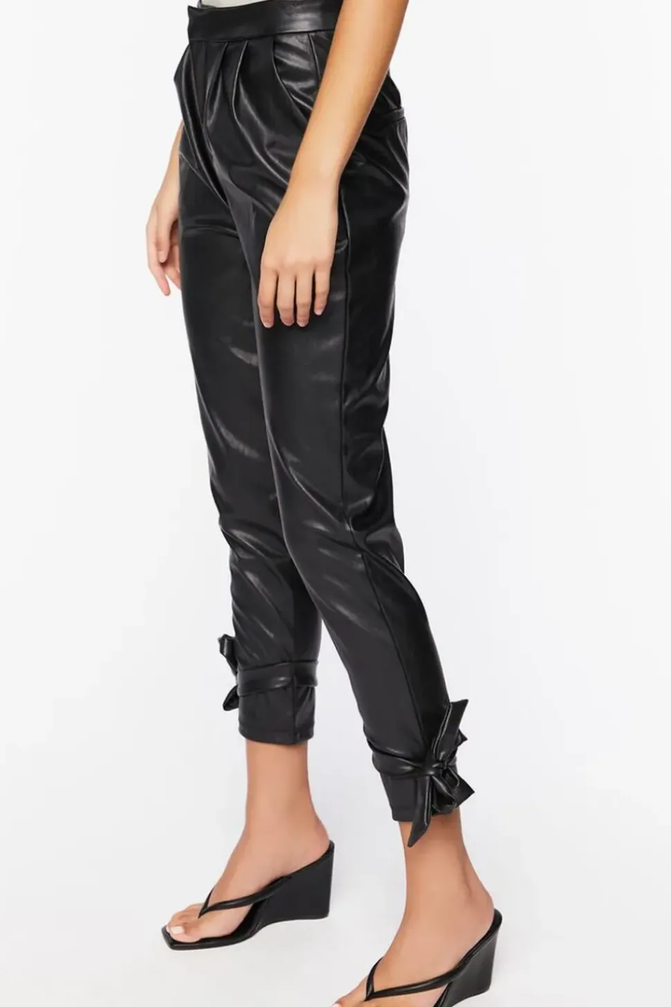 Faux Leather Capri Joggers