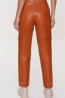 Faux Leather Cargo Ankle Pants
