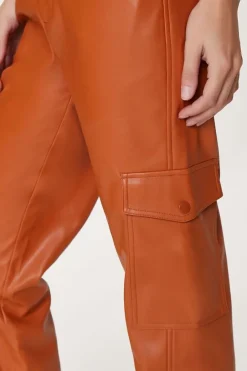 Faux Leather Cargo Ankle Pants