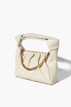 Faux Leather Chain Baguette Bag