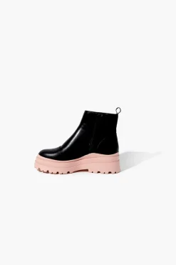 Faux Leather Colorblock Lug Booties