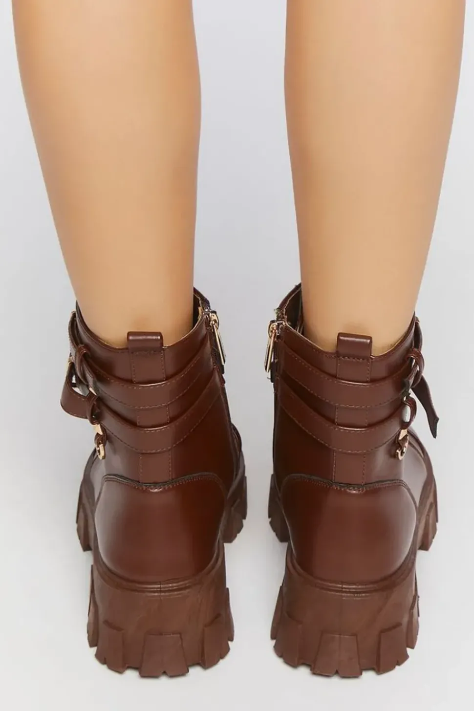 Faux Leather Combat Booties