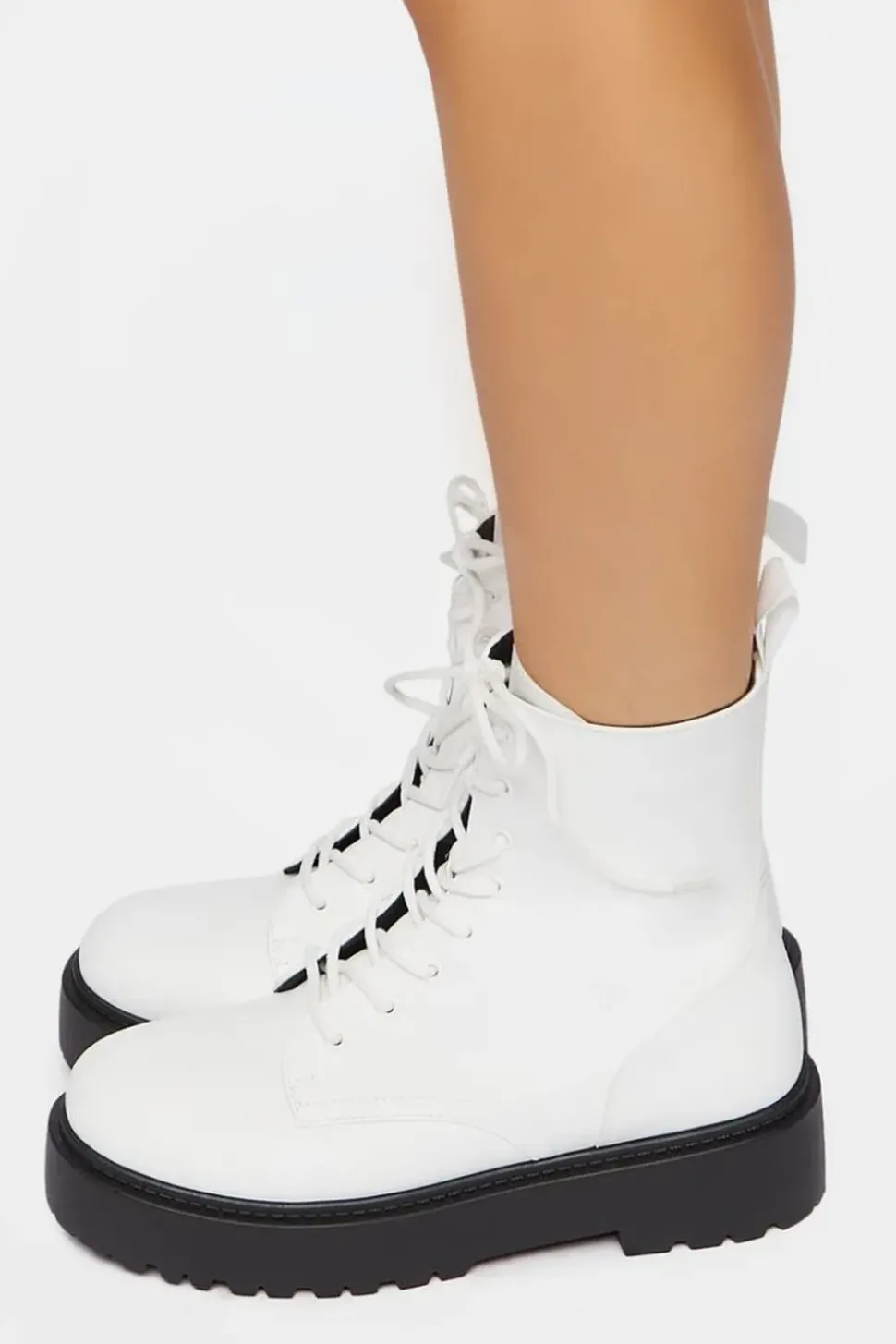 Faux Leather Combat Boots