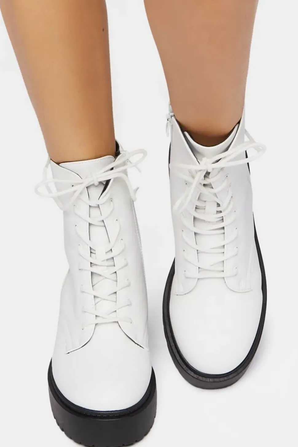 Faux Leather Combat Boots
