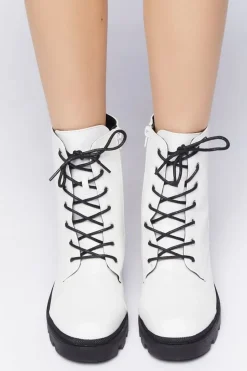 Faux Leather Combat Boots