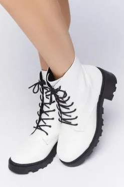 Faux Leather Combat Boots