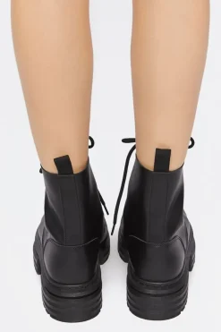 Faux Leather Combat Boots