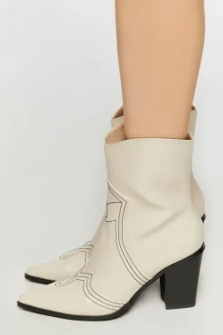Faux Leather Contrast Cowboy Boots