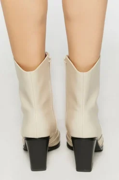 Faux Leather Contrast Cowboy Boots