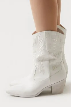 Faux Leather Cowboy Ankle Boots