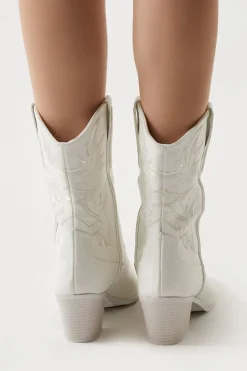 Faux Leather Cowboy Ankle Boots