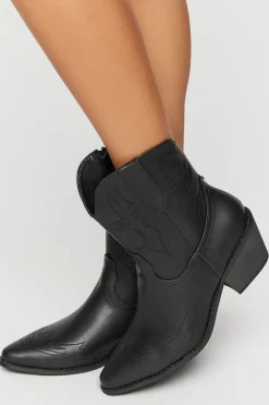 Faux Leather Cowboy Ankle Boots